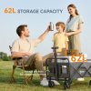 Outsunny 62L Festival Trolley on Wheels, Garden Folding Trolley Cart, 120kg Heavy Duty Collapsible Folding Wagon with Adjustable Handle and Carrying Bag for Beach, Camping, Festival, Grey