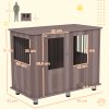 PawHut Dog Crate Furniture End Table, Pet Kennel for Medium Large Dogs with Magnetic Door Indoor Animal Cage, Purple, 95 x 55 x 75 cm
