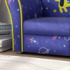 AIYAPLAY Kids Sofa Chair, Toddler Armchair with Planet and Dinosaur Design, Wooden Frame, Upholstered Toddler Chair for Bedroom, Playroom, Kids Room - Blue