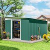 Outsunny 11.3 x 9.2ft Lean to Metal Garden Shed, Outdoor Galvanised Tool Storage House with Double Sliding Doors and 2 Air Vents, Green