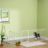 PawHut Pet Safety Gate, 5 Panels Playpen Fireplace, Metal Fence, Stair Barrier, Room Divider w/ Walk-Through Door - White