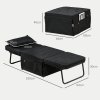 HOMCOM Folding Chair Bed, 4-in-1 Convertible Sleeper Chair with Adjustable Backrest, Pillow, Side Pockets, Armchair for Bedroom, Living Room