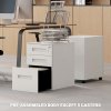 Vinsetto Metal Mobile File Cabinet with Wheels, Lockable 3 Drawer Filing Cabinet for A4, Legal, Letter, Under Desk Storage Unit with Pre-Assembled Body for Home Office, 39 x 48 x 60cm, White