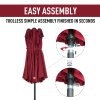 Outsunny 4.6m Large Garden Parasol Double-Sided Sun Umbrella Patio Market Canopy Shade Outdoor Wine Red - NO BASE