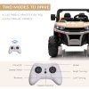HOMCOM 2 Seater Kids Ride On Car with Electric Bucket, 12V Battery Powered Electric UTV with Shovel, Parental Remote, 4 Spring Suspension Wheels, Working Horn, Music - Yellow