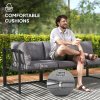 Outsunny 3 Piece L Shaped Garden Furniture Set with Cushions, Garden Corner Sofa Set with 3-Seater Sofa, Loveseat and Tempered Glass Top Table for Outdoor, Grey