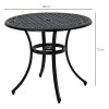 Outsunny Garden Table with Parasol Hole, 90cm Round Outdoor Dining Table for 2-4, Cast Aluminium Bistro Coffee Table for Balcony - Black