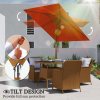 Outsunny 2m x 1.5m Garden Parasol Umbrella with Tilting Sunshade Canopy, Outdoor Market Table Umbrella with Wood and Bamboo Frame, Orange