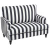 HOMCOM Modern Cuddle Chair, Velvet Single Sofa Armchair with Stripe, Turned Legs and Wide Seat, Upholstered Snuggle Chair for Living Room, Bedroom, Black and White