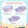 ZONEKIZ Foldable Baby Bath Tub Set, Collapsible Bathtub Antibacterial with Non-Slip Support, Cushion Pad, Shower Head Holder, for Newborn to Toddler Ages 0-6 Years - Purple