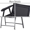 Outsunny Set of 2 Folding Garden Chairs, Metal Frame Garden Chairs Outdoor Patio Park Dining Seat with Breathable Mesh Seat, Black