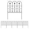 Outsunny Decorative Garden Fencing, 83cm (H) x 3m (L) 5PCs Outdoor Picket Fence Panels, Rustproof Metal Wire Landscape Flower Bed Border Edging Animal Barrier, Black