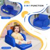 HOMCOM Children's Armchairs Kids Toddler Sofa Chair 2 In 1 Sofa Bed Folding Couch Soft Flannel Sponge Playroom Bedroom Living Room Blue