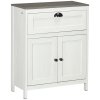 kleankin Bathroom Floor Cabinet, Freestanding Storage Cupboard with Drawer, Double Door Cabinet and Adjustable Shelf, White