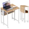 HOMCOM Folding Desk with Storage Shelf and Bag, 63 cm Foldable Computer Desk for Small Spaces, Space Saving Writing Table on Wheels for Home Office, Bedroom, Easy Assembly, Natural Wood Finish