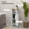 kleankin Slim Bathroom Storage Unit with Open Shelf, Bathroom Storage Cabinet with Beadboard Door and Adjustable Shelf, 32 x 30 x 80 cm, White