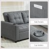 HOMCOM 2 Seater Sofa Bed, Convertible Pull Out Sofa Bed with Adjustable Backrest, Cup Holders and Pillows, Click Clack Settee for Living Room, Bedroom, Guest Room, Charcoal Grey
