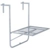 Outsunny Balcony Hanging Table, Metal Wall Mount Desk, Adjustable Folding Balcony Deck Table for Patio and Garden, Grey