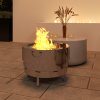 Outsunny Outdoor Round Fire Pit with Grill Net, Portable Wood Burning Firepit with Poker and Foldable Legs, Stainless Steel for Patio Bonfire BBQ Camping, Silver