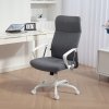 HOMCOM Office Chair, Fabric Computer Desk Chair with High Back, Swivel Wheels, Armrest, Tilting Function, Height Adjustable for Home, Grey