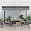 Outsunny 3 x 3(m) Pergola with Retractable Roof Canopy, Aluminium Frame Garden Gazebo Outdoor Sun Shade Shelter for Grill, Patio, Deck, Dark Grey