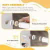 PawHut Stair Gate, 77cm Extra Tall Dog Gate with Adjustable Width, 76-104cm Pressure Fit Safety Gate with Cat Door, 7cm and 14cm Extensions, for Stairs, Doorways, Easy Installation, White