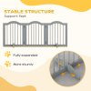 PawHut Freestanding Pet Gate Wooden Dog Gate with Support Feet Foldable Pet Fence Safety Barrier for the House Doorway Stairs Light Grey