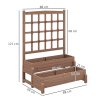 Outsunny 2-Tier Raised Garden Bed with Trellis, Wooden Elevated Planter Box with Drainage Holes, Outdoor Raised Planter for Climbing Plants, Fruits, Vegetables, Flowers, Brown