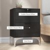 HOMCOM Bedside Tables Set of 2, Modern Nightstand with 2 Drawers, Small Sofa End Tables with Storage and Steel Legs for Bedroom, Living Room, Black