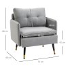 HOMCOM Modern One Seater Sofa, Button Tufted Armchair with Cushions and Steel Legs, Accent Chair for Living Room, Guest Room, Grey