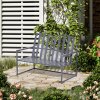 Outsunny Garden Bench Loveseat 2 Seat Chair for Outdoor Park, Yard, Steel Frame, Decorative Slatted Design, Grey