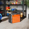 HOMCOM 4 Drawers Large Tool Box, Powder Coated Steel Toolbox with Top Tray, Mini Parts Boxes, Ball Bearing Runners, Handle, Heavy Duty Tool Chest for Workshop, Garage, 497mm x 253mm x 407mm, Orange