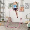 HOMCOM Kids Gymnastic Bar, Foldable Horizontal Bars w/ Adjustable Height, Training Bar w/ Triangle Base - Pink