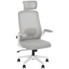 HOMCOM Executive Office Chair, Ergonomic Mesh High Back Desk Chair with Flip-up Armrest, Adjustable Lumbar Support, Rotatable Headrest, Grey