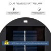 Outsunny Garden Rattan Lamp, 61 cm Tall Solar Rattan Floor Lamp, Solar Garden Light with Auto On/Off LED Light, IP44 Waterproof for Outdoor, Porch, Pathway, Terrace, Black