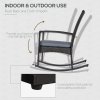 Outsunny PE Rattan Garden Rocking Chair, Outdoor Rocking with Cushion, 160 KG Capacity Wicker Garden Armchair Rocker with Metal Frame for Patio, Porch, Balcony, Grey
