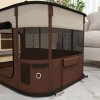 PawHut Dog Pen, Pet Playpen, Portable Foldable Dog Cat Playpen Soft Pet Cage with Storage Bag for Puppies, Rabbits, Kittens, Guinea Pigs, 84 x 64 x 53cm - Brown