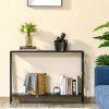 HOMCOM Industrial Console Table with Storage Shelf, Narrow Hallway Dressing Desk with Metal Frame for Living Room, Bedroom