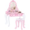 AIYAPLAY Kids Dressing Table Set, Two-Piece Kids Vanity Table with Stool, Mirror, Drawer, Desktop Storage, Ballet Theme, Girls Makeup Desk, Chair, Pink