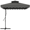 Outsunny 2.5m Cantilever Parasol with Easy Lever, Square Double Top Garden Parasol Umbrella with Ruffles and Cross Base, Overhanging Outdoor Sun Shades, Dark Grey