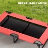 PawHut Raised Dog Bed, Portable Elevated Pet Cot with Breathable Mesh for Indoor Outdoor, for Large Dogs, 107 x 61 x 20 cm, Red