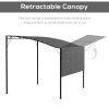 Outsunny 3 x 2.5m Patio Metal Gazebo Door Window Awning Wall Mount Canopy Outdoor Sunshade with Extended Shelter Charcoal Grey