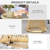 Outsunny Outdoor Coffee Table, Round PE Rattan Side Table with Tempered Glass Table Top, Hollow Drum Design for Garden, Balcony, Patio, Natural