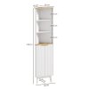 HOMCOM Tall Bathroom Storage Cabinet, Slim Bathroom Storage Unit with Doors and Adjustable Shelves, Freestanding Bathroom Cabinet with Curved Profile Design, White