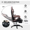 Vinsetto Computer Gaming Chair, PU Leather Desk Chair with Footrest, Swivel Task Chair with 135° Reclining Back and Lumbar Support, PC Chair for Adults, Black and Pink