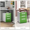 Vinsetto Lockable File Cabinet with 3 Drawers, Vertical Office Drawer for A4, Letter, Legal Size, Anti-tilt Design, Pre-Assembled Body, Green