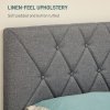 HOMCOM King Size Bed Frame with 5-Level Adjustable Linen Upholstered Headboard, Wooden Slats Mattress Foundation, No Box Spring Needed, Grey