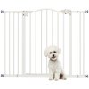 PawHut Pressure Fit Dog Stair Gate No Drilling Safety Gate Auto Close for Doorways, Hallways, 74-100cm Adjustable, 78cm Tall, White