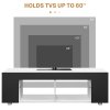 HOMCOM 145cm TV Unit with Glass Shelves and LED Light, Modern TV Stand Cabinet for Living Room, Entertainment Unit for 60 inch 4k TV