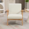 HOMCOM Accent Armchair, Living Room Chair, Wooden Upholstered Single Lounge Chair with Rubber Wood Legs and Padded Seat , Leisure Sofa Chair for Bedroom Office, Cream White